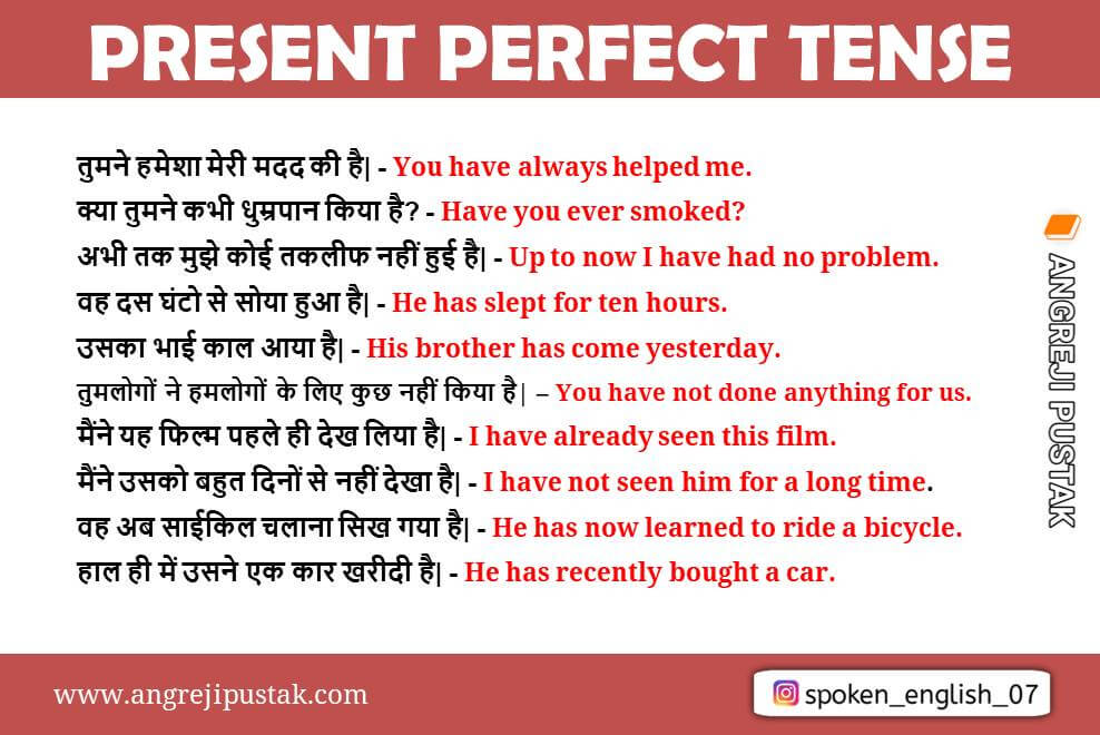 Present Perfect Tense in Hindi