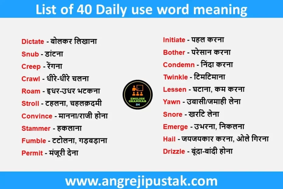 40 WORDS MEANING ENGLISH TO HINDI