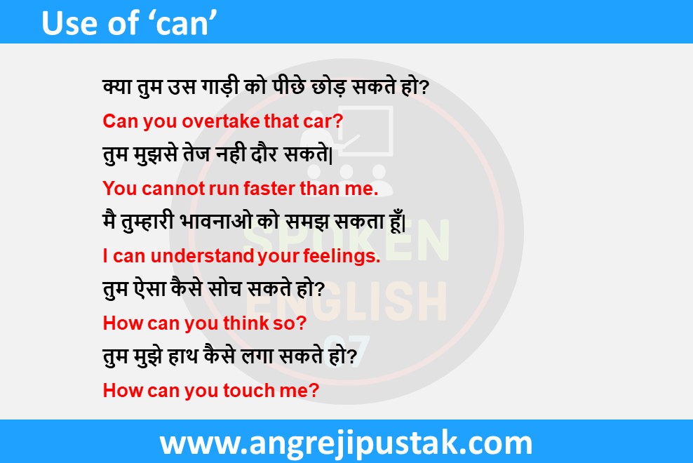 Use of can in Hindi